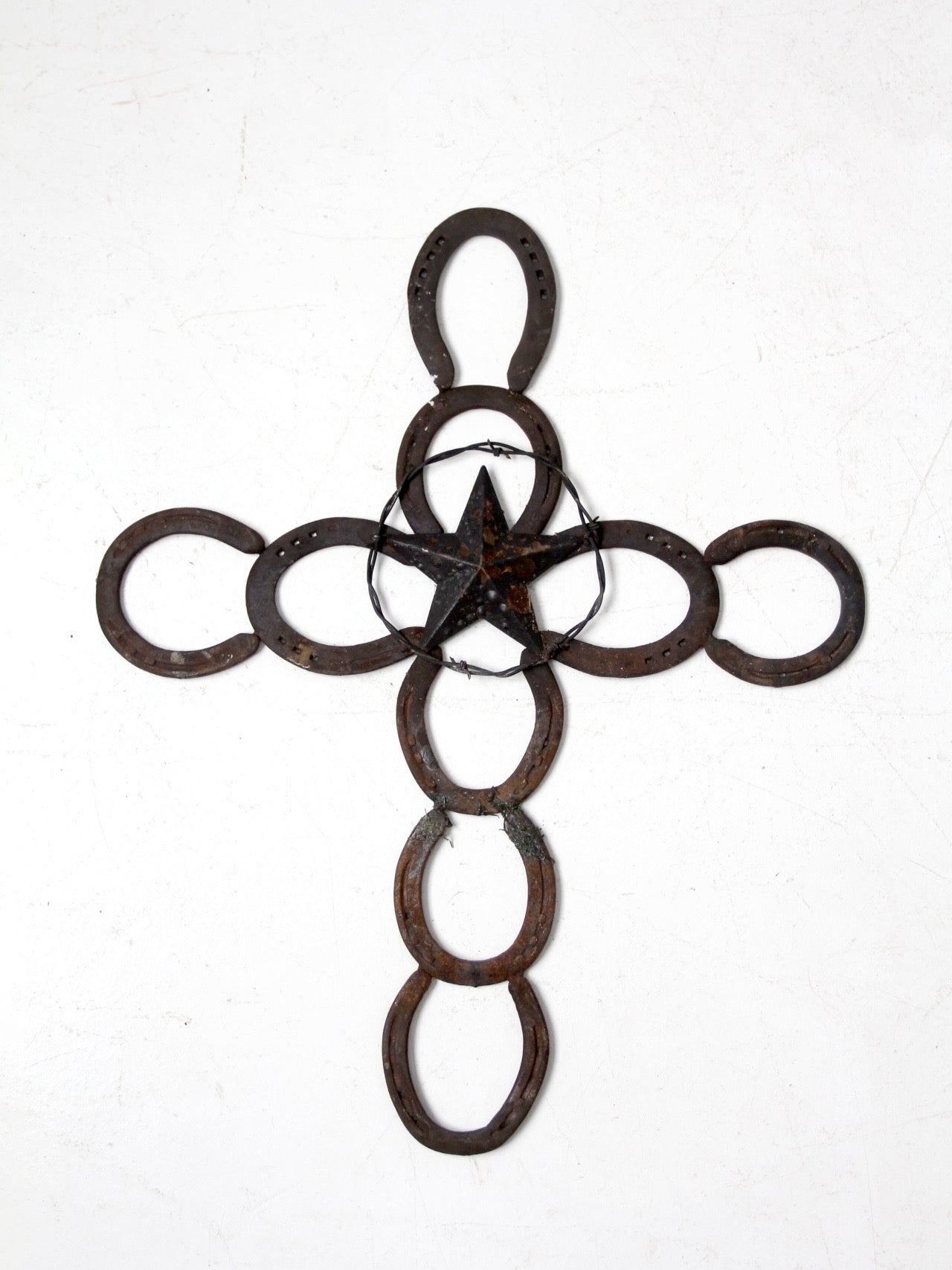 vintage horseshoe wall cross with star