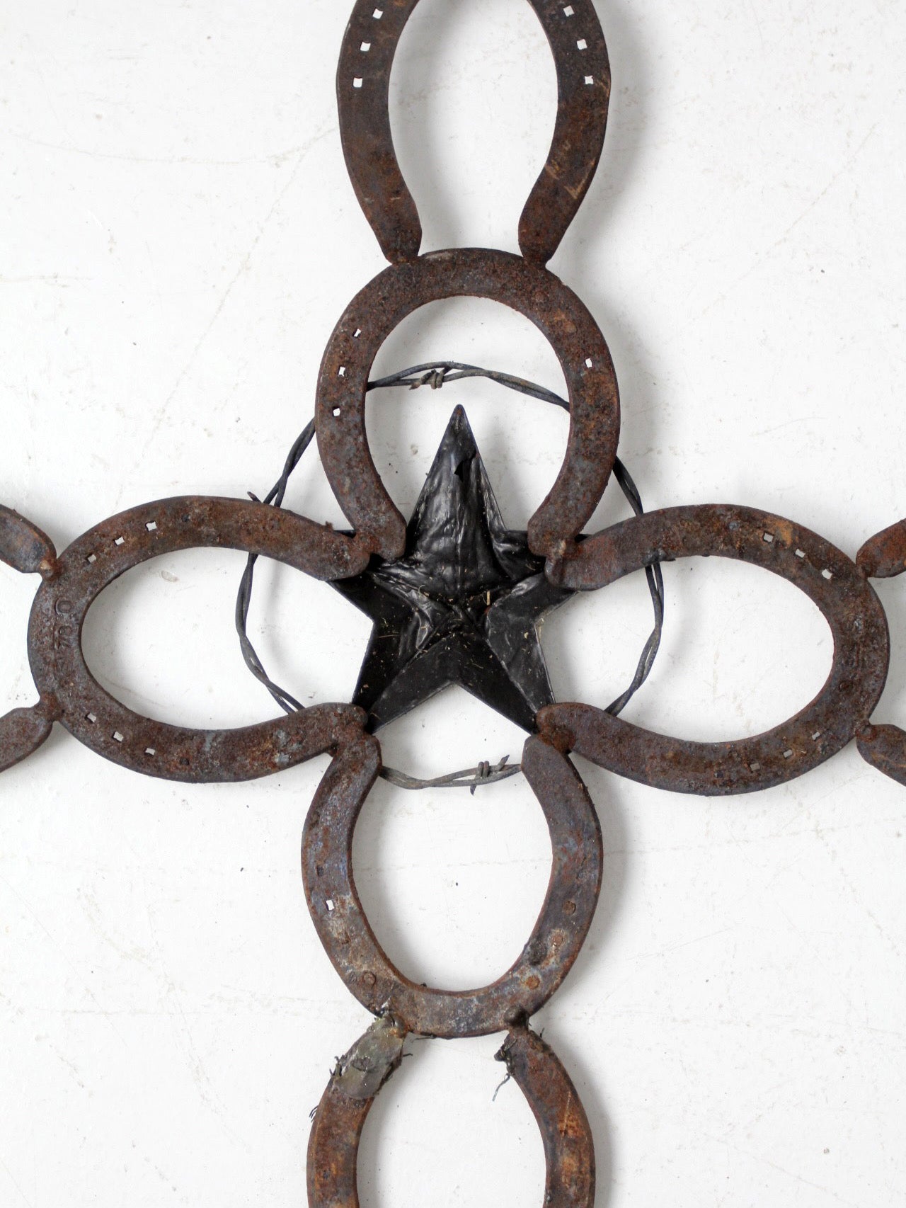 vintage horseshoe wall cross with star