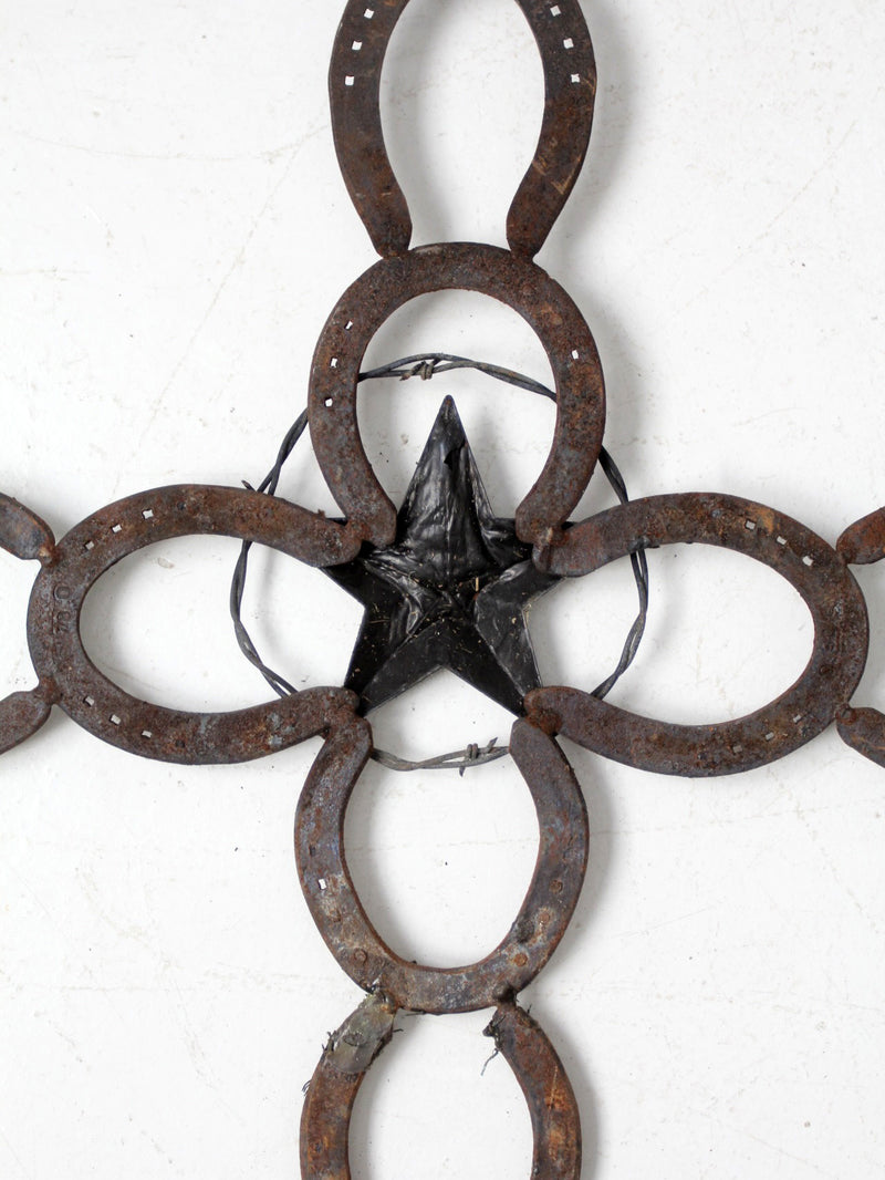 vintage horseshoe wall cross with star