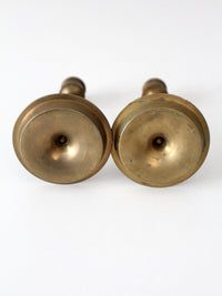 mid-century engraved brass candlesticks pair