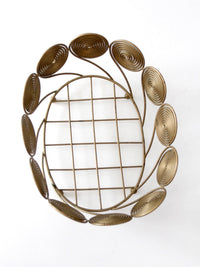 mid-century brass plated wire spiral fruit basket