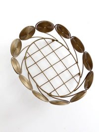 mid-century brass plated wire spiral fruit basket