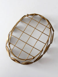 mid-century brass plated wire spiral fruit basket