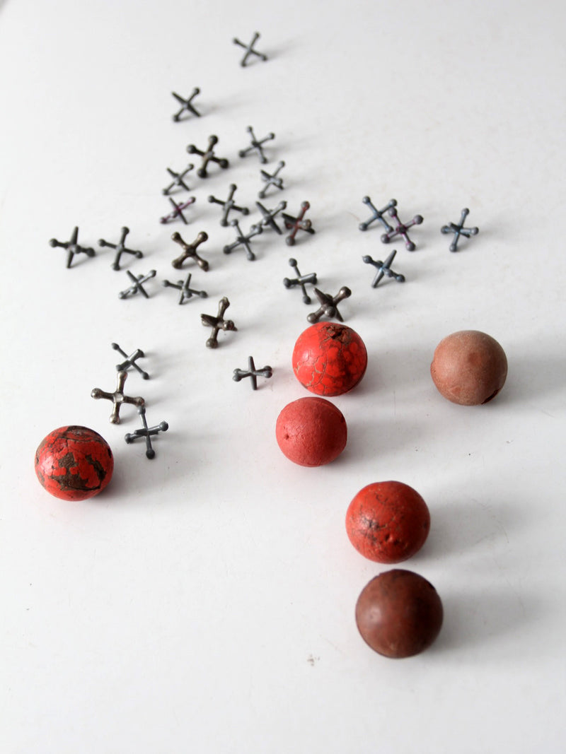 vintage jacks set in glass bail-lid jar