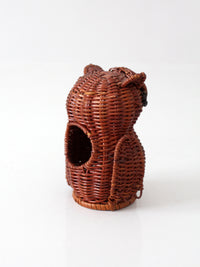 vintage wicker owl basket