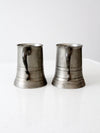 antique glass bottom pewter tankards pair