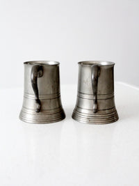 antique glass bottom pewter tankards pair