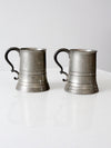 antique glass bottom pewter tankards pair