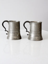 antique glass bottom pewter tankards pair