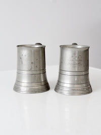 antique glass bottom pewter tankards pair