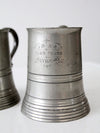 antique glass bottom pewter tankards pair