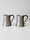antique glass bottom pewter tankards pair