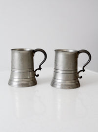 antique glass bottom pewter tankards pair