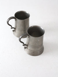 antique glass bottom pewter tankards pair