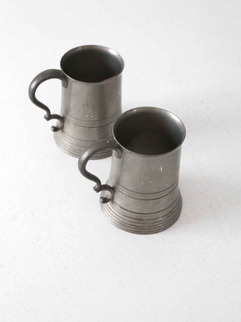 antique glass bottom pewter tankards pair