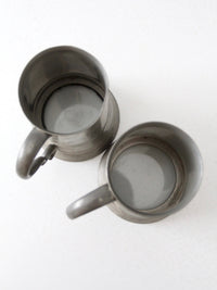 antique glass bottom pewter tankards pair