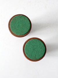 vintage wooden candlestick holders pair