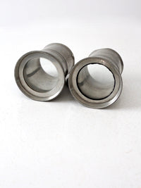 antique glass bottom pewter tankards pair