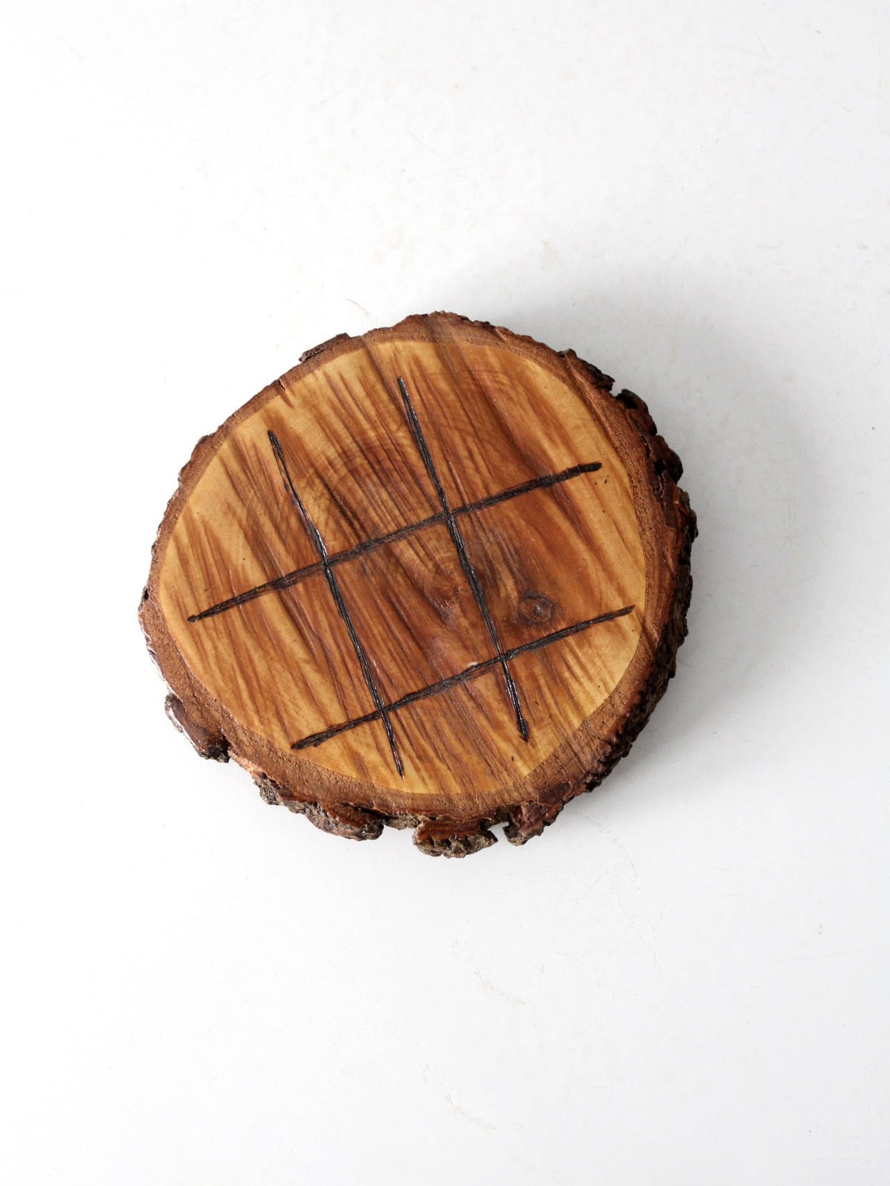 vintage rustic wood slice tic tac toe board