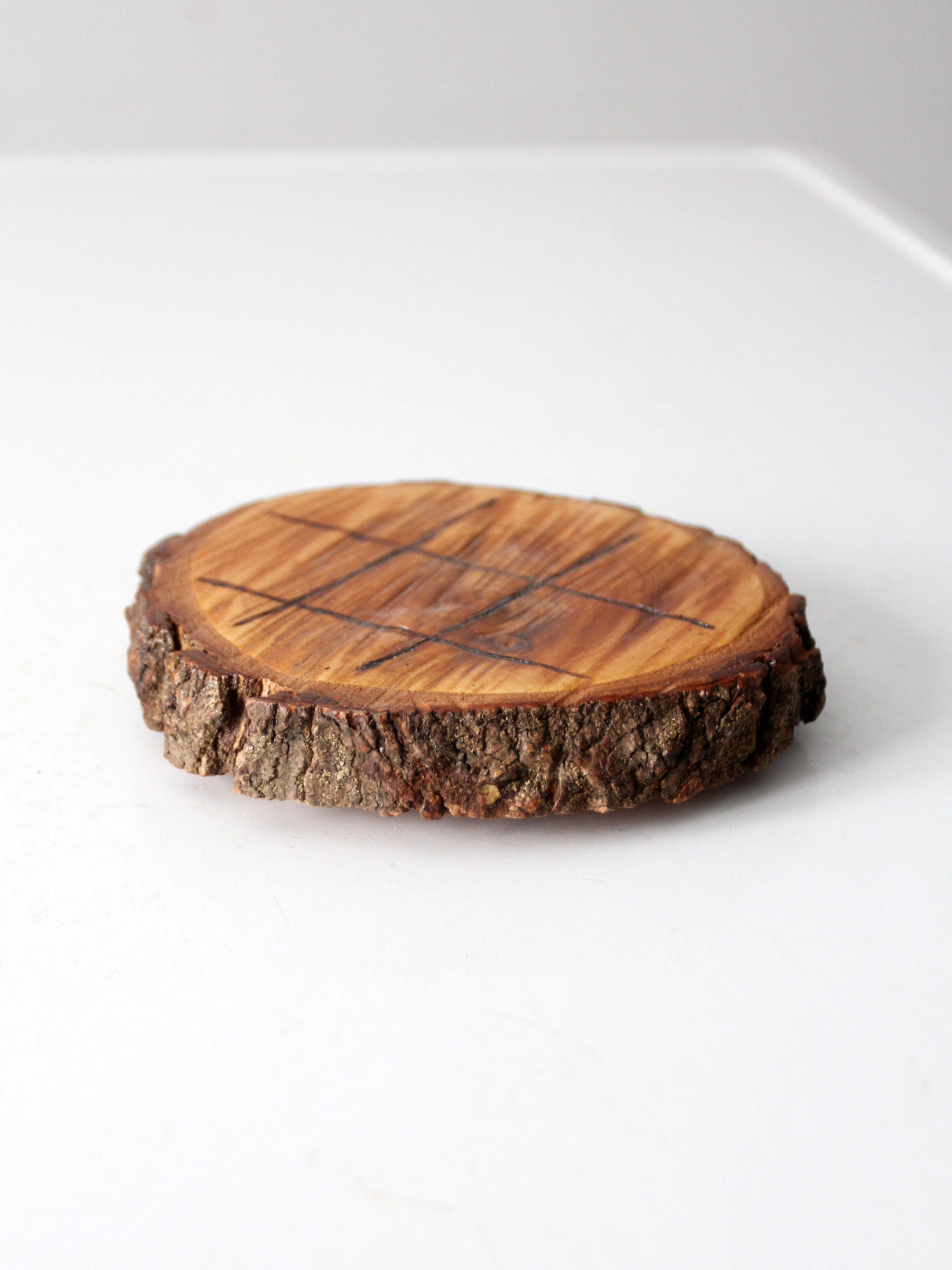 vintage rustic wood slice tic tac toe board