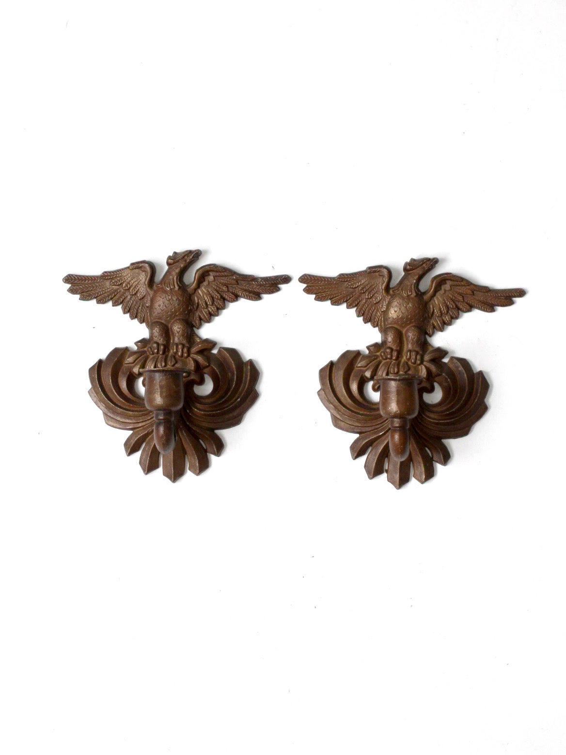 pair of vintage Federal Revival eagle wall candle sconces