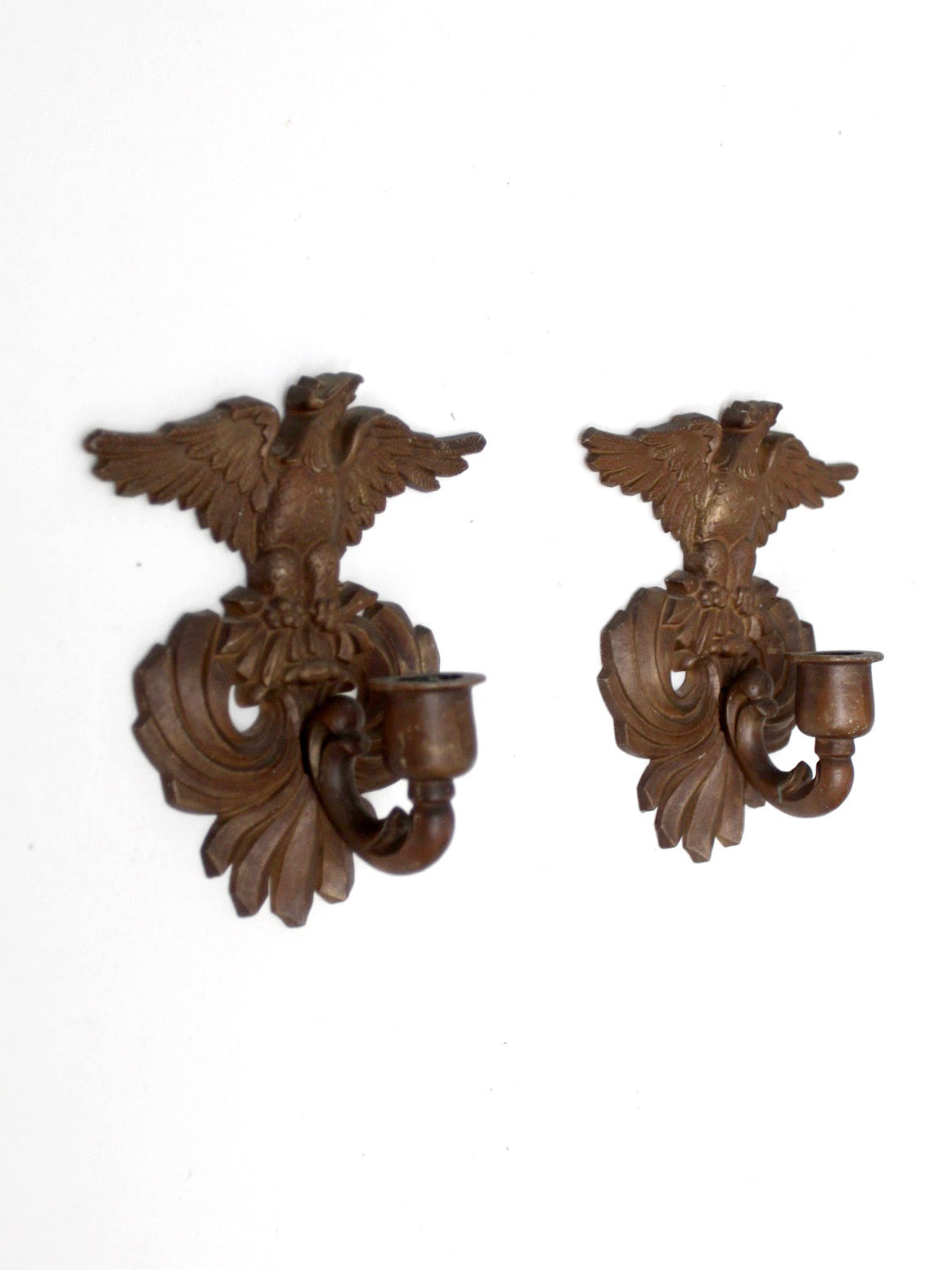 pair of vintage Federal Revival eagle wall candle sconces