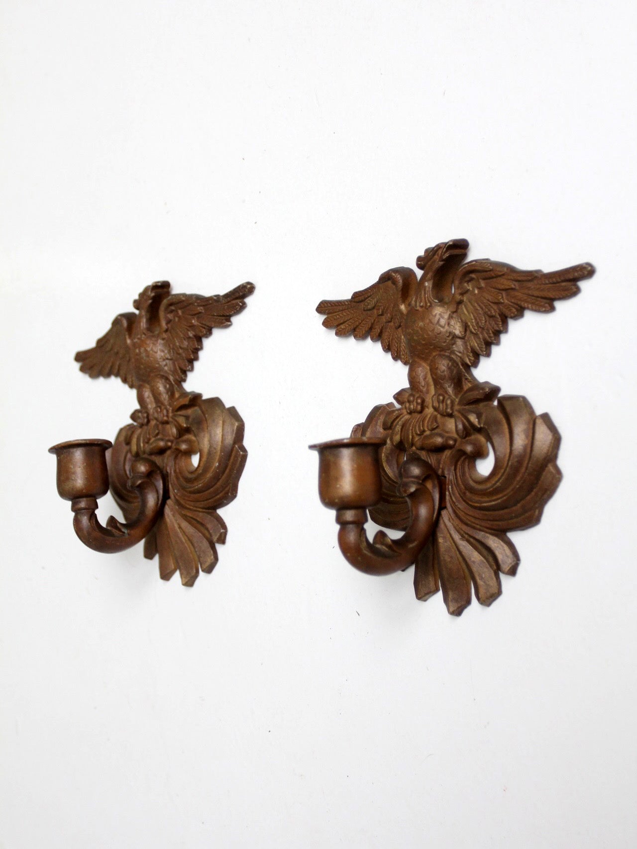 pair of vintage Federal Revival eagle wall candle sconces