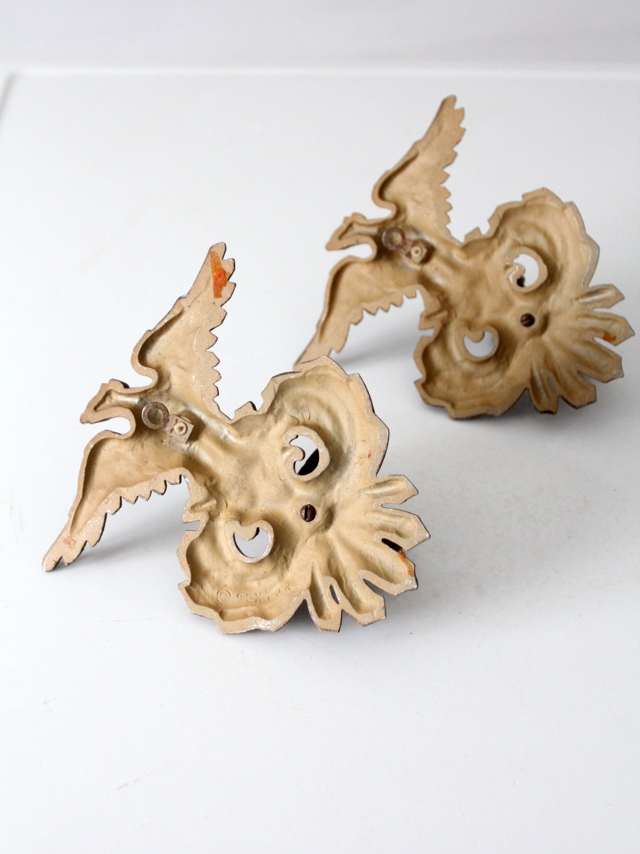 pair of vintage Federal Revival eagle wall candle sconces