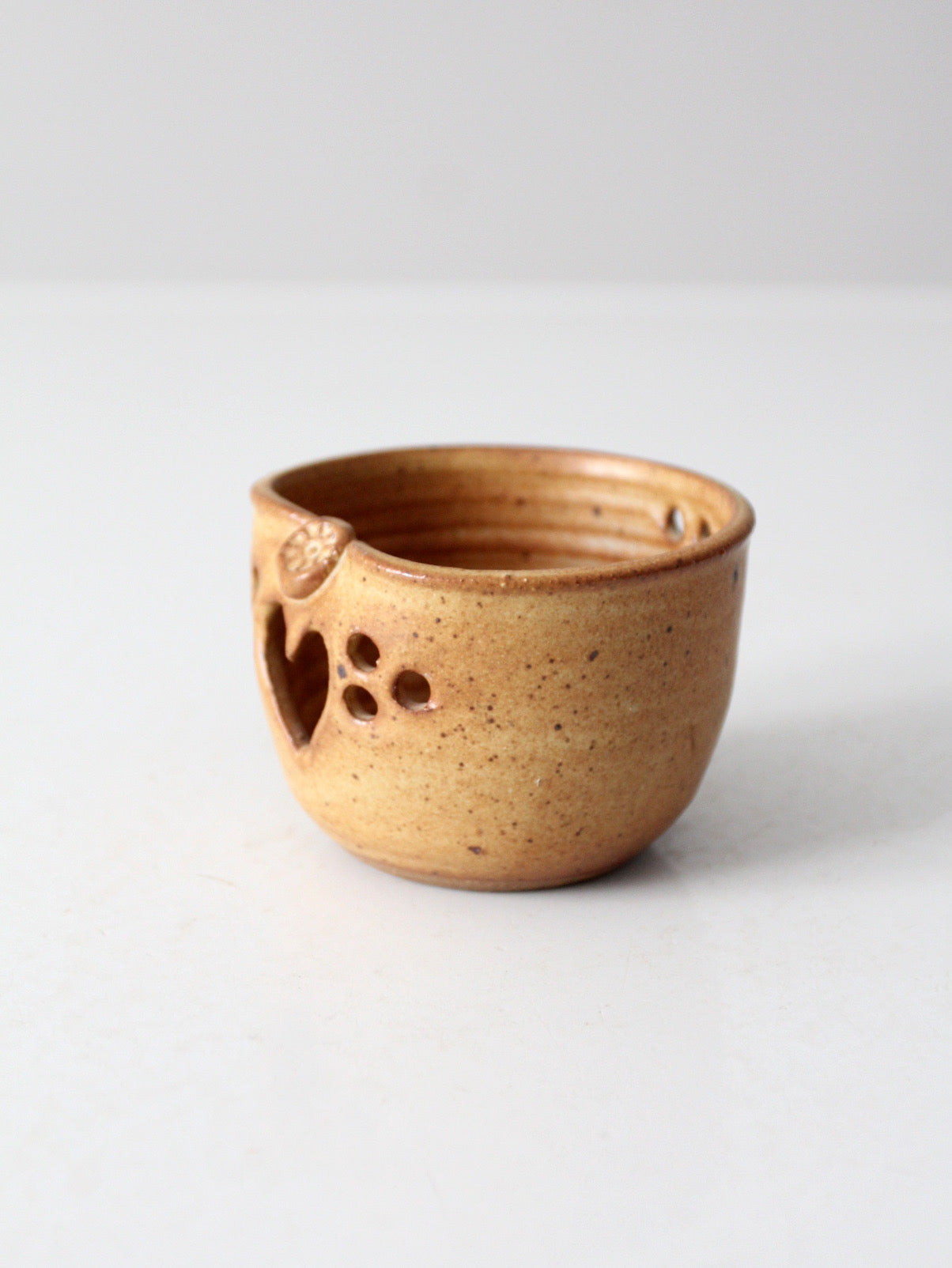 vintage studio pottery heart votive candle holder