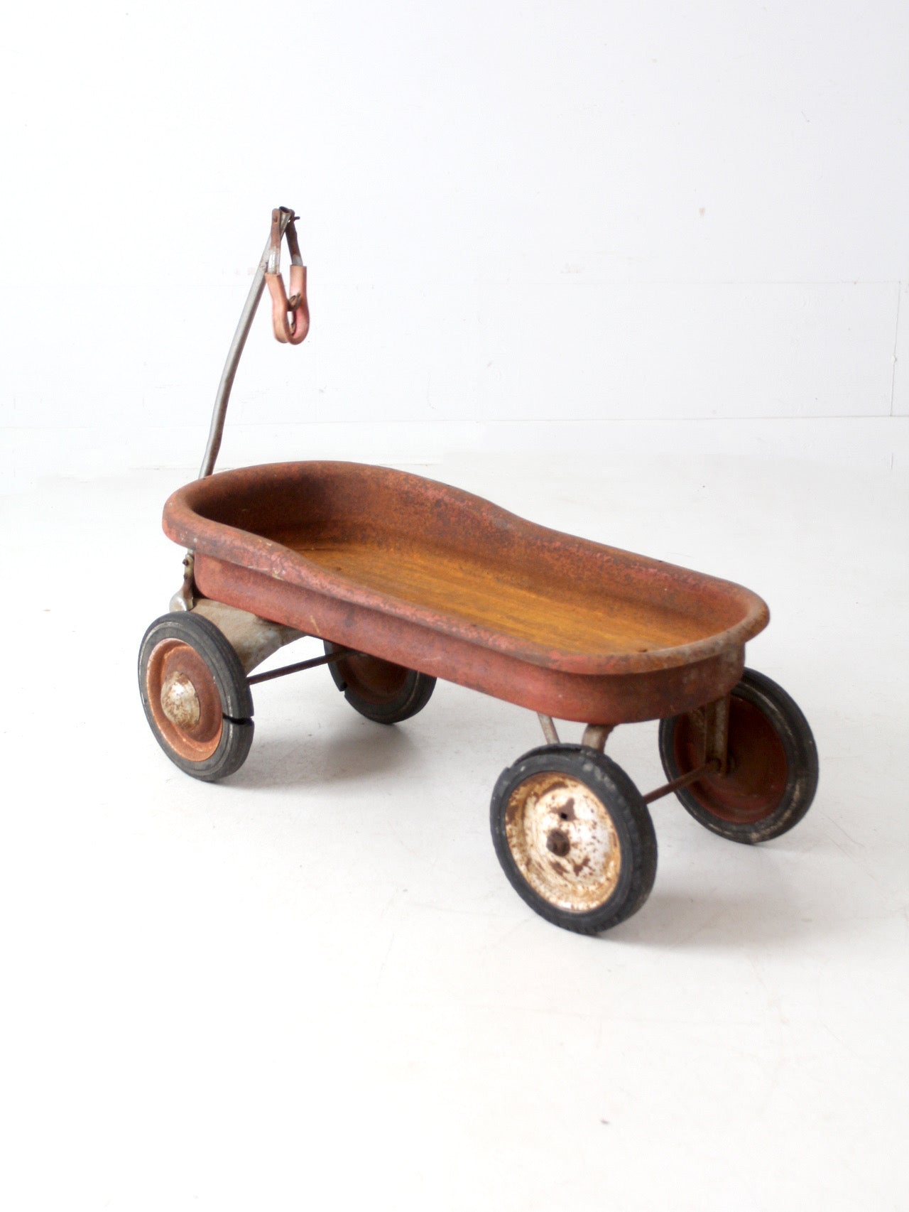 vintage red metal wagon
