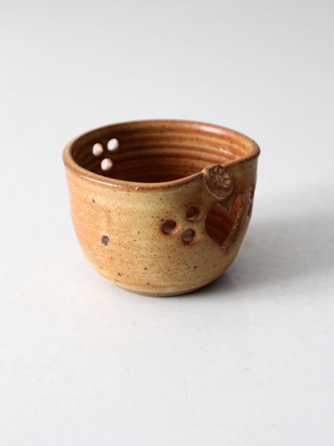 vintage studio pottery heart votive candle holder