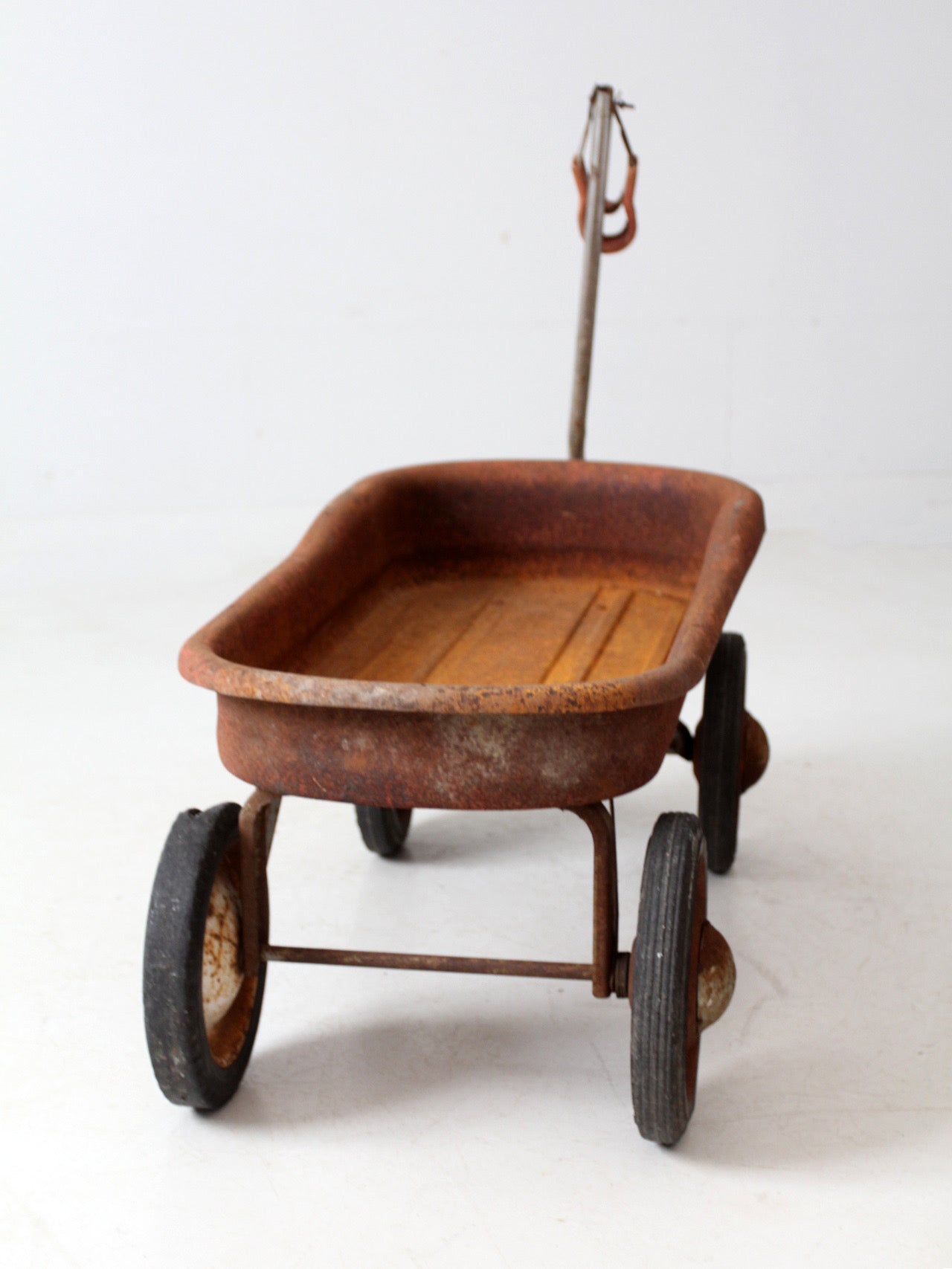 vintage red metal wagon