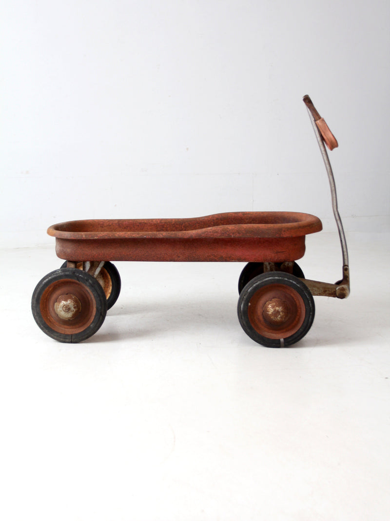 vintage red metal wagon