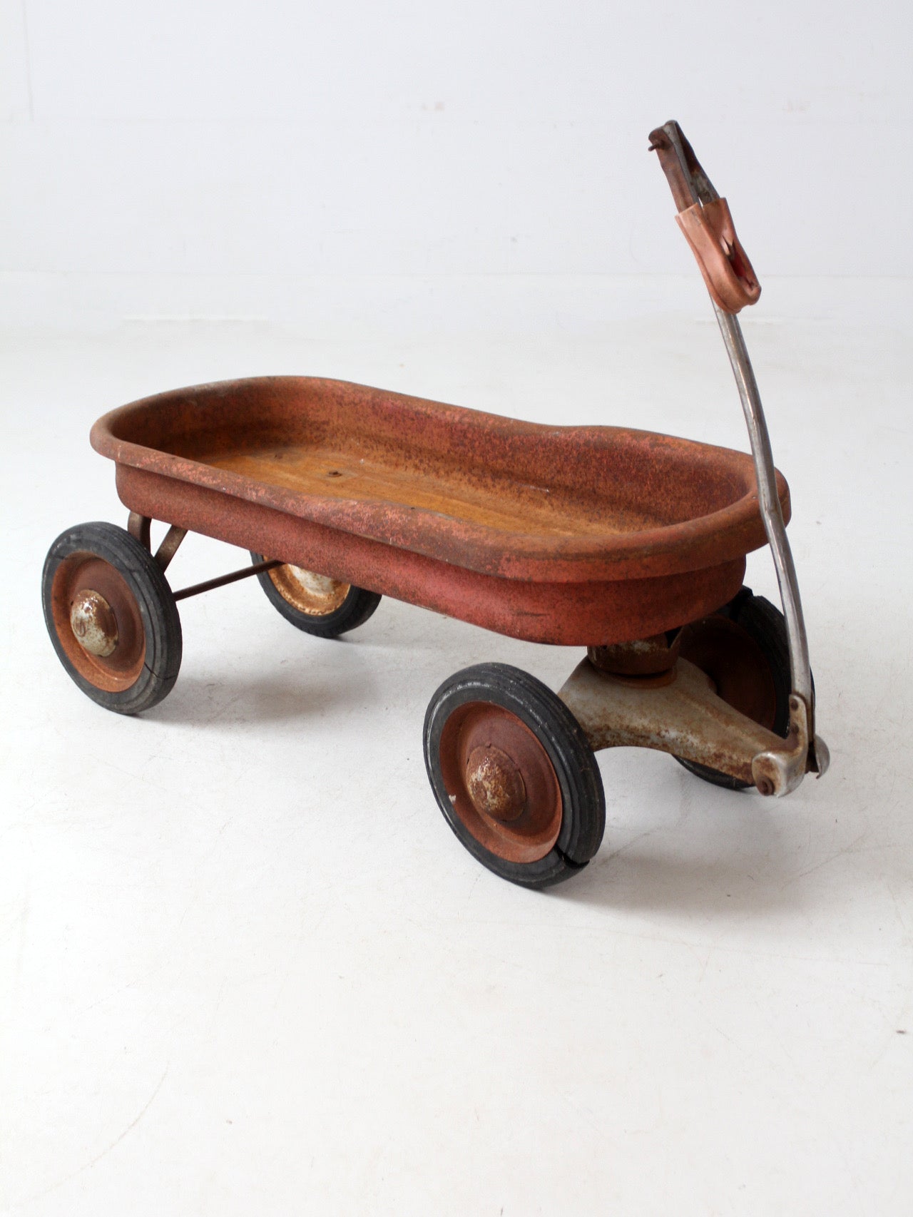 vintage red metal wagon