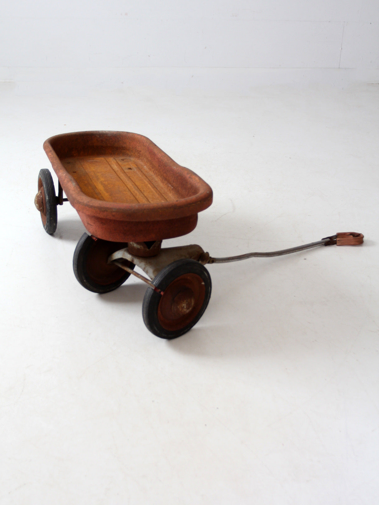 vintage red metal wagon