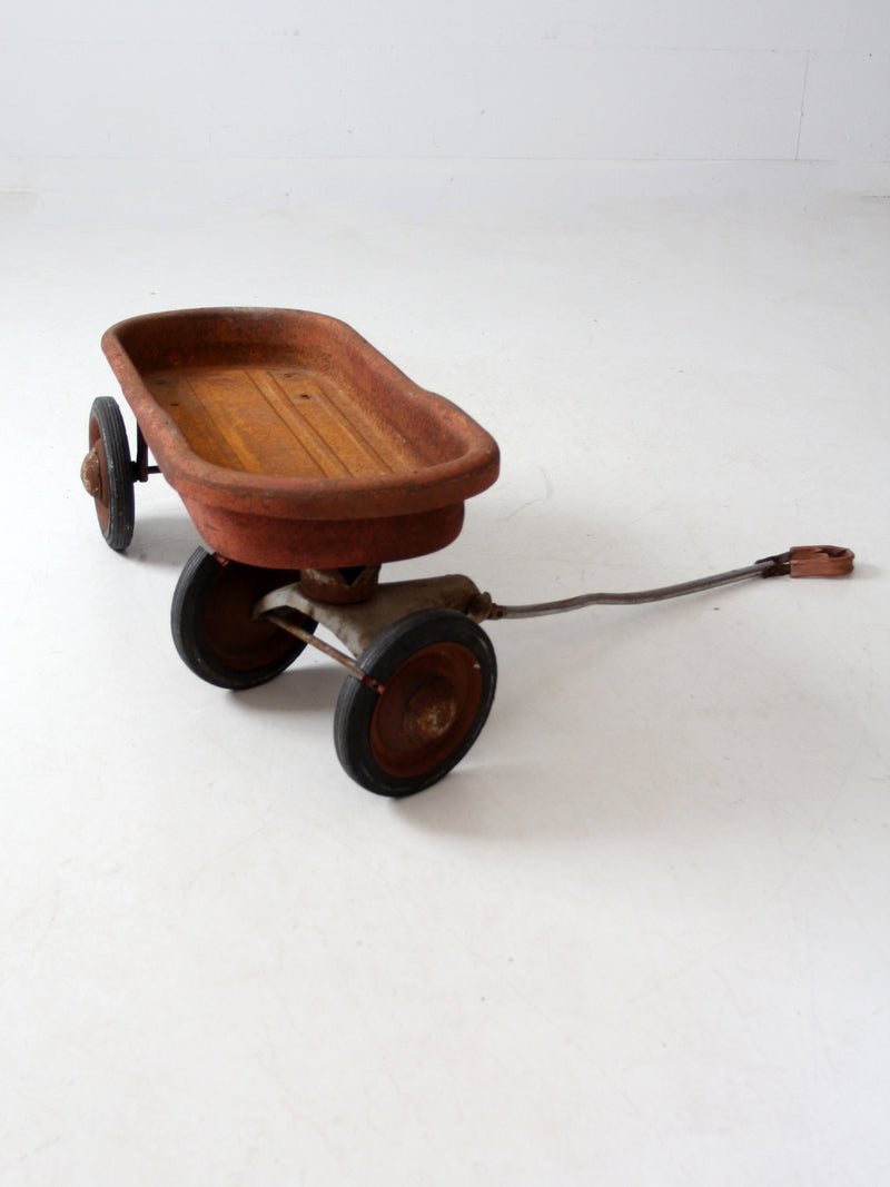 vintage red metal wagon