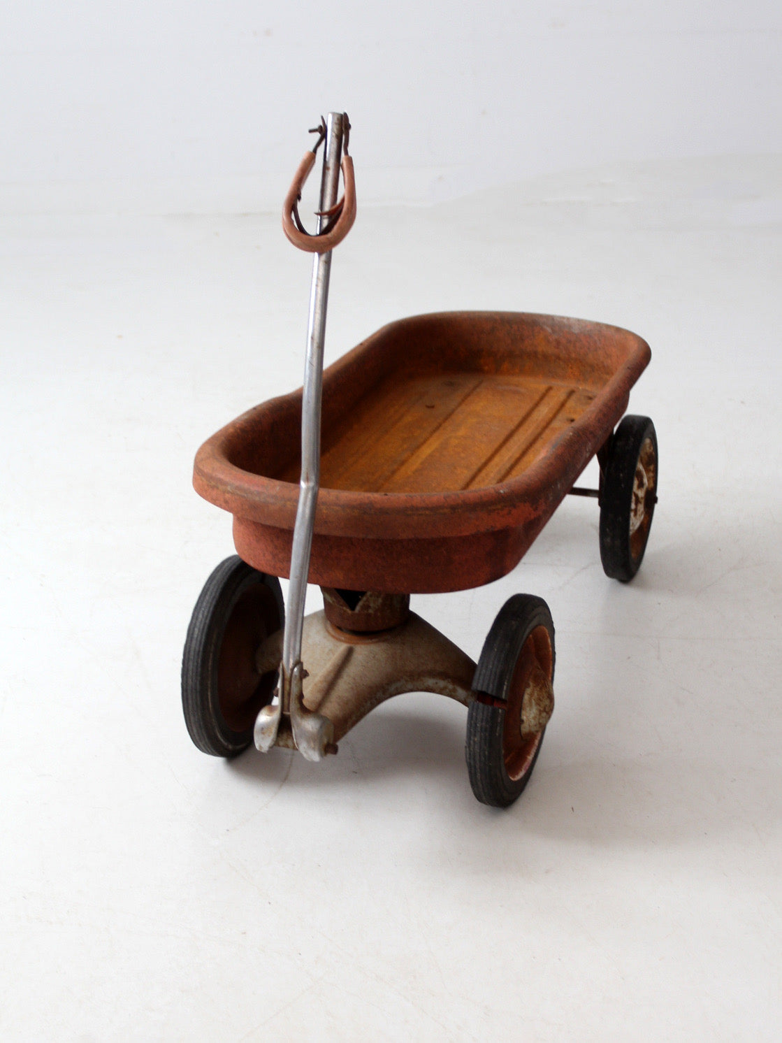 vintage red metal wagon