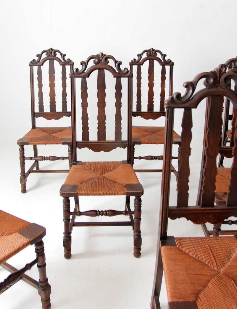 antique rush seat dining chairs set of 8