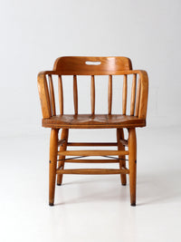 vintage oak captain's chair