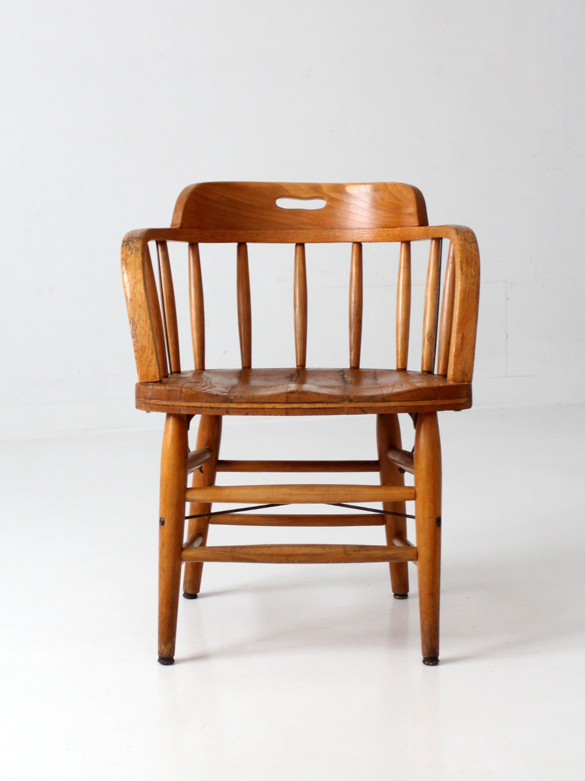 vintage oak captain's chair