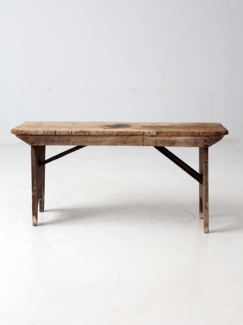 antique wooden farmhouse bench