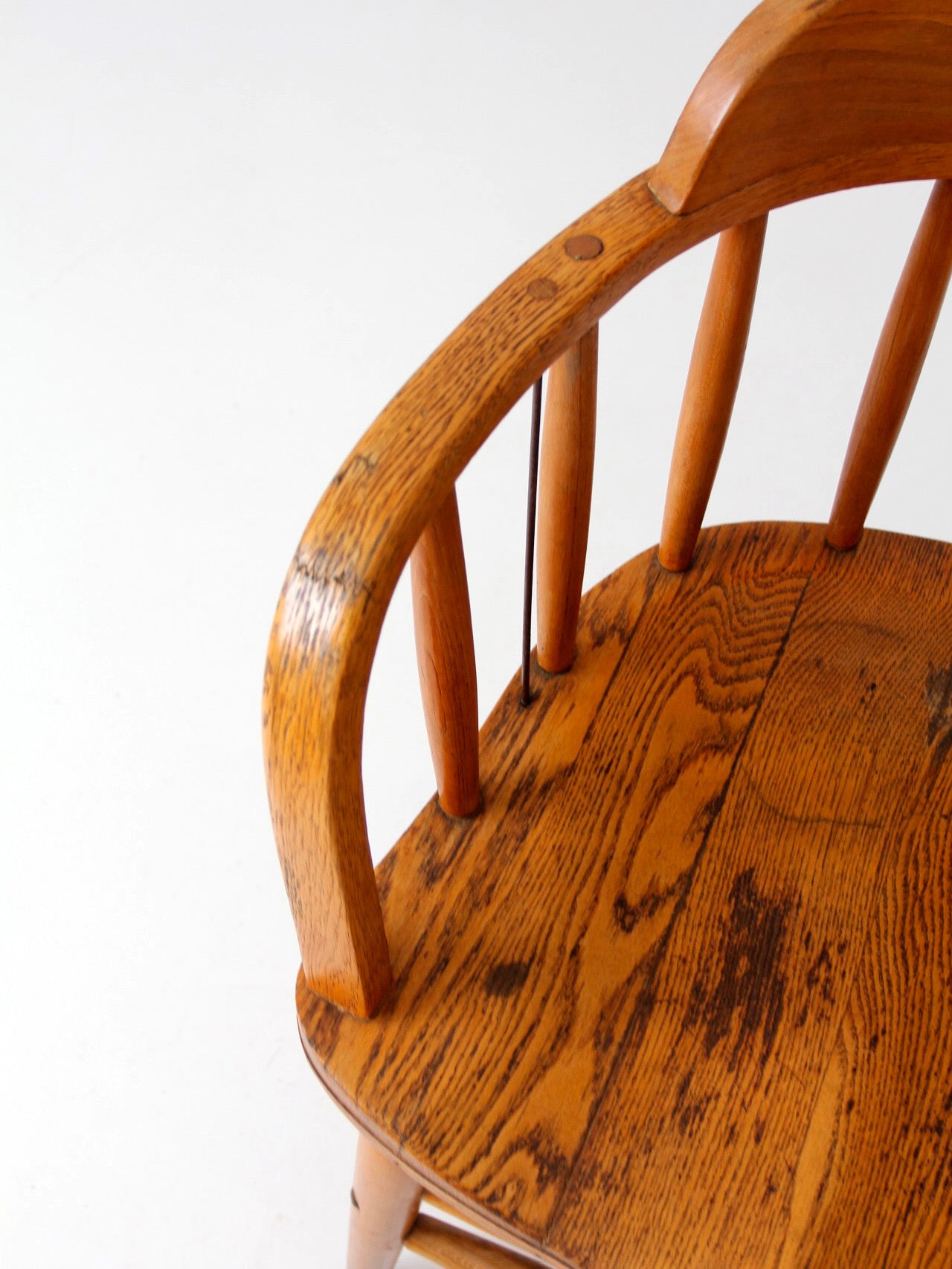 vintage oak captain's chair