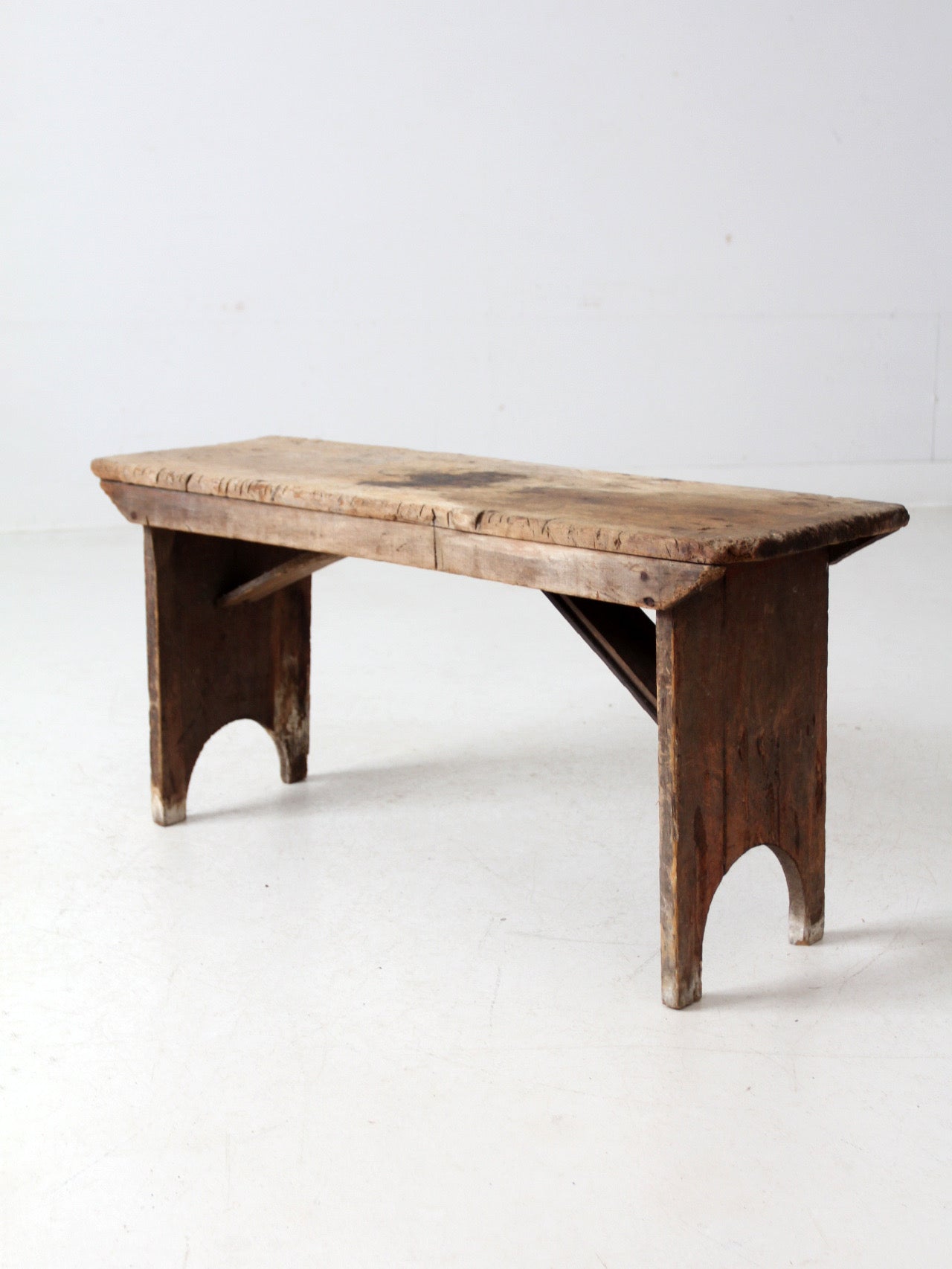 antique wooden farmhouse bench