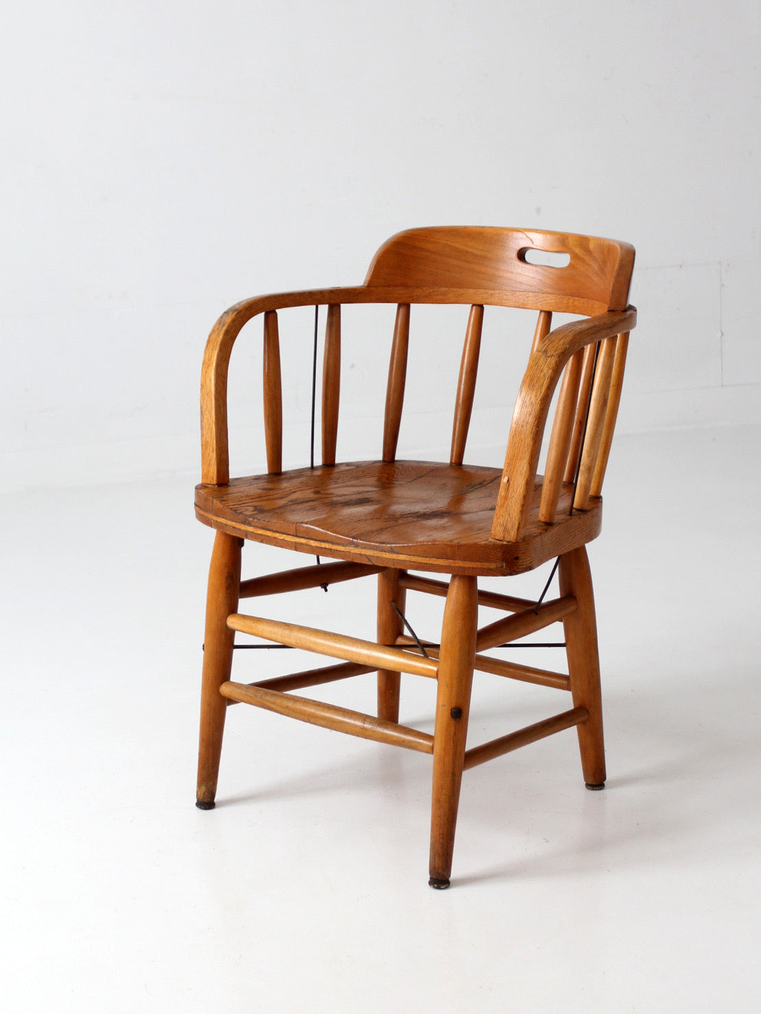 vintage oak captain's chair