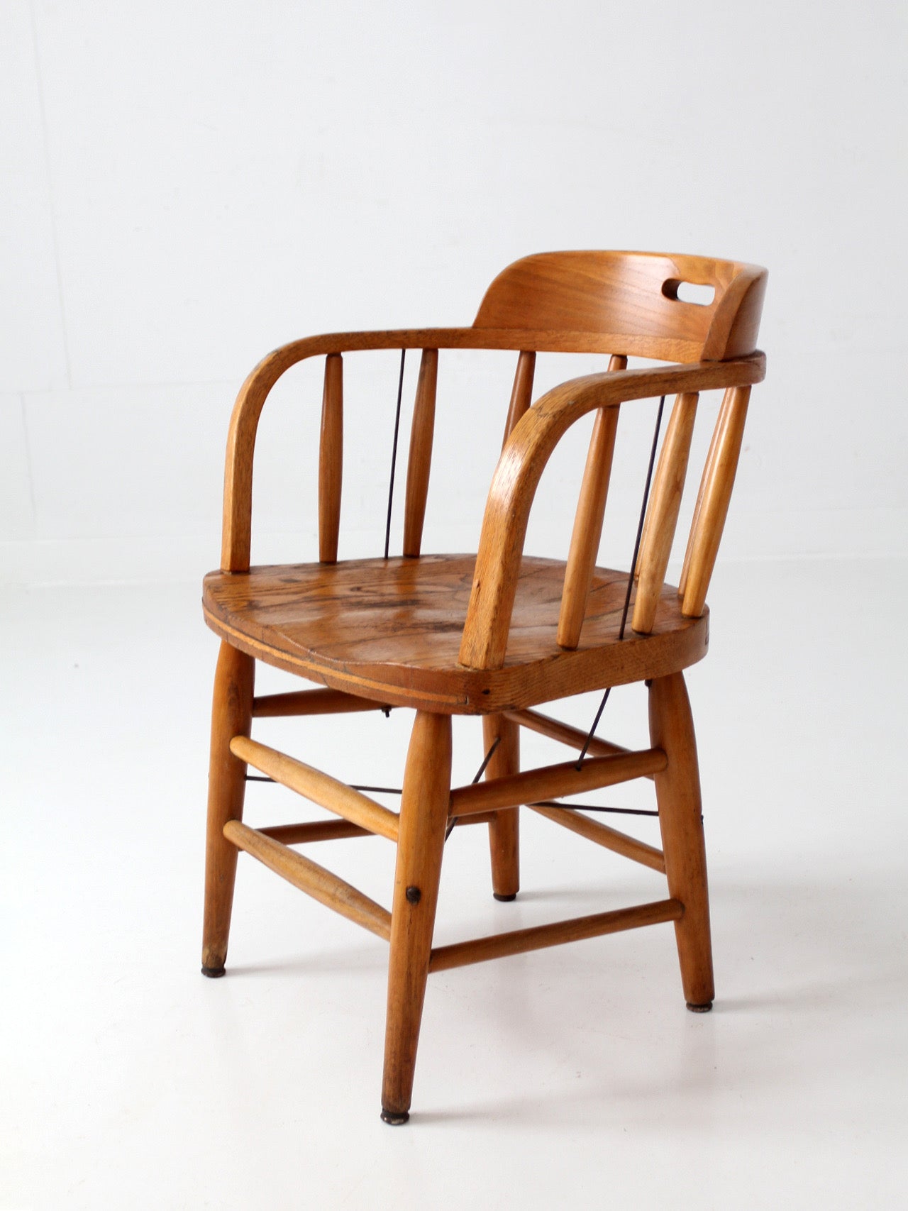 vintage oak captain's chair