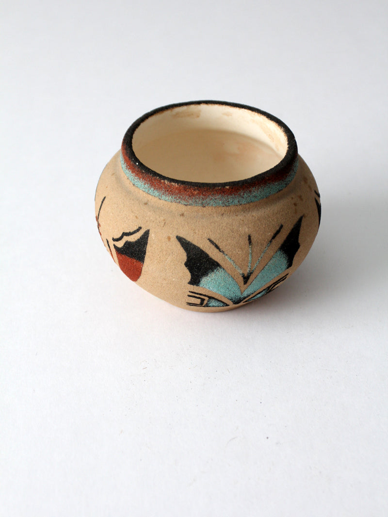 vintage Navajo sand art butterfly vase