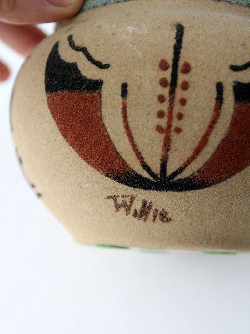 vintage Navajo sand art butterfly vase