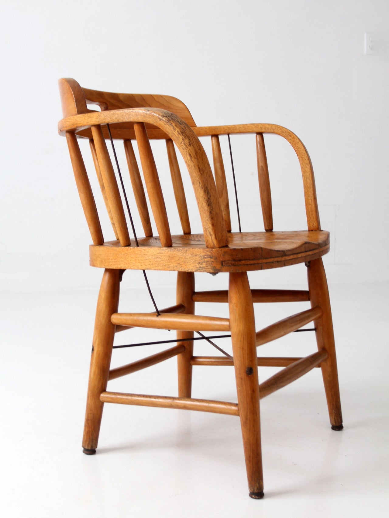 vintage oak captain's chair