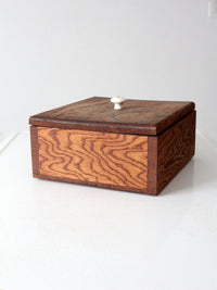 vintage oak wood storage box