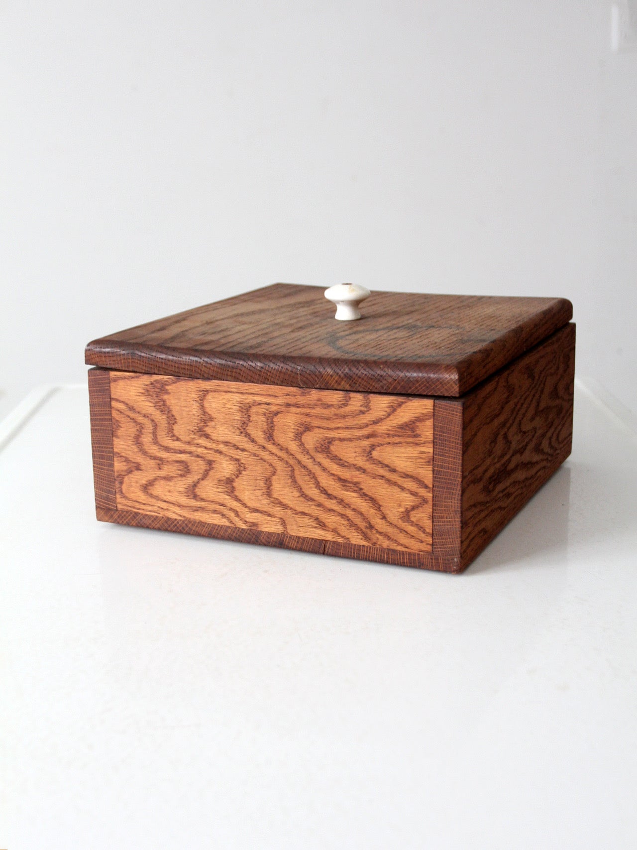 vintage oak wood storage box
